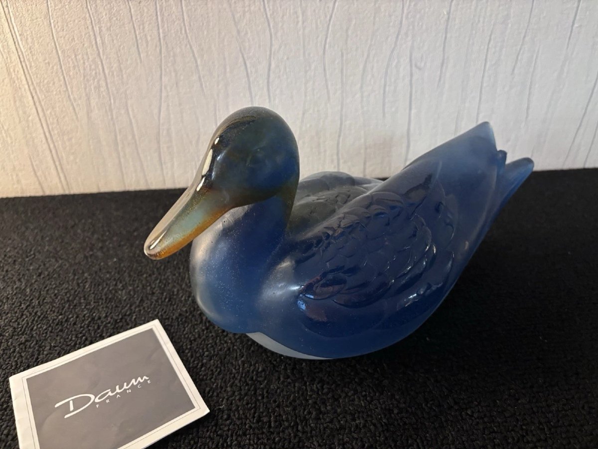 Grand coffret canard en cristal / pâte de verre Daum France-photo-3