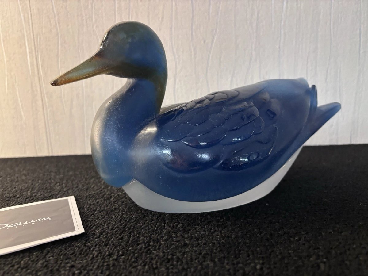 Grand coffret canard en cristal / pâte de verre Daum France
