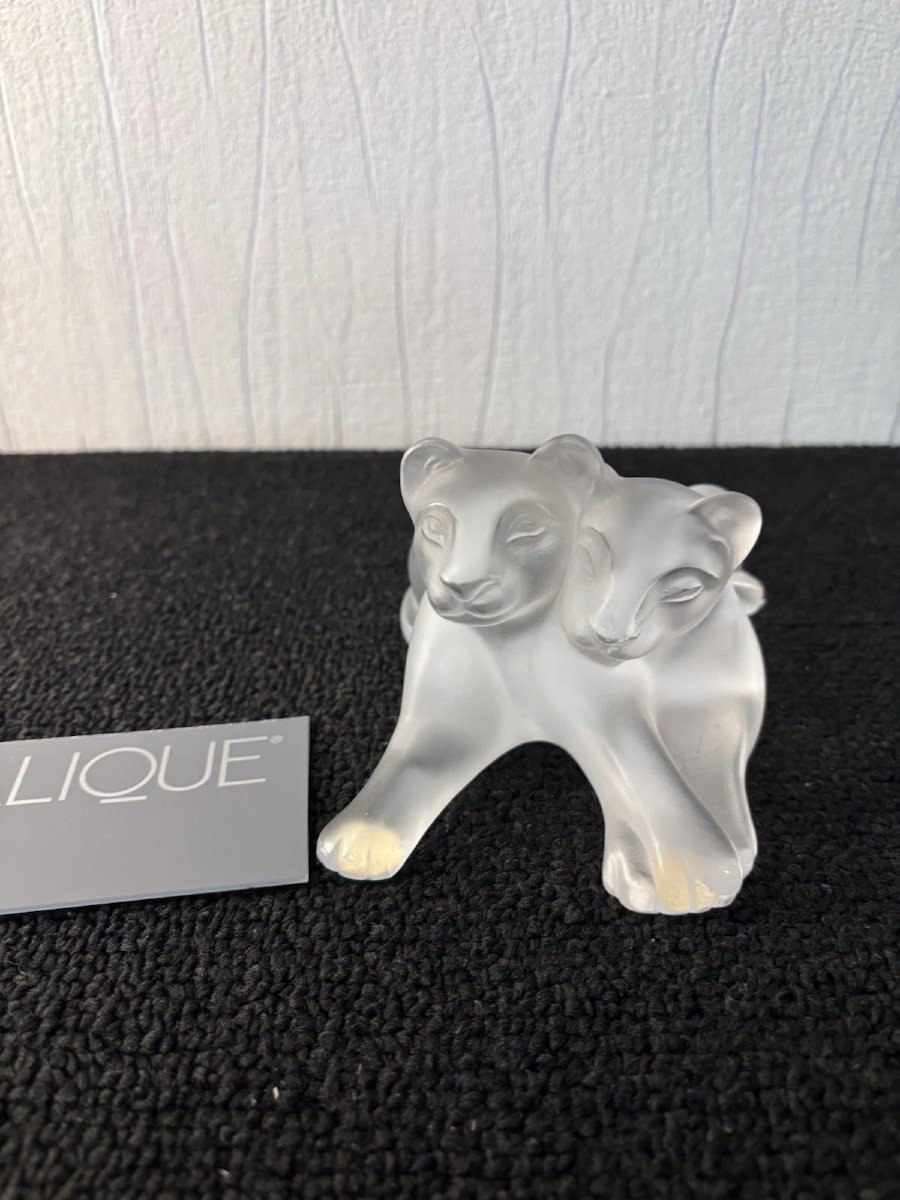 Bamara-style Lion Cubs In Lalique Crystal-photo-3