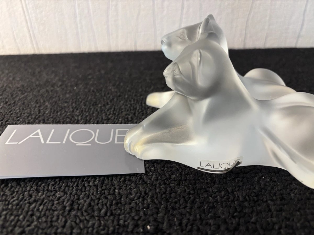 Bamara-style Lion Cubs In Lalique Crystal-photo-2