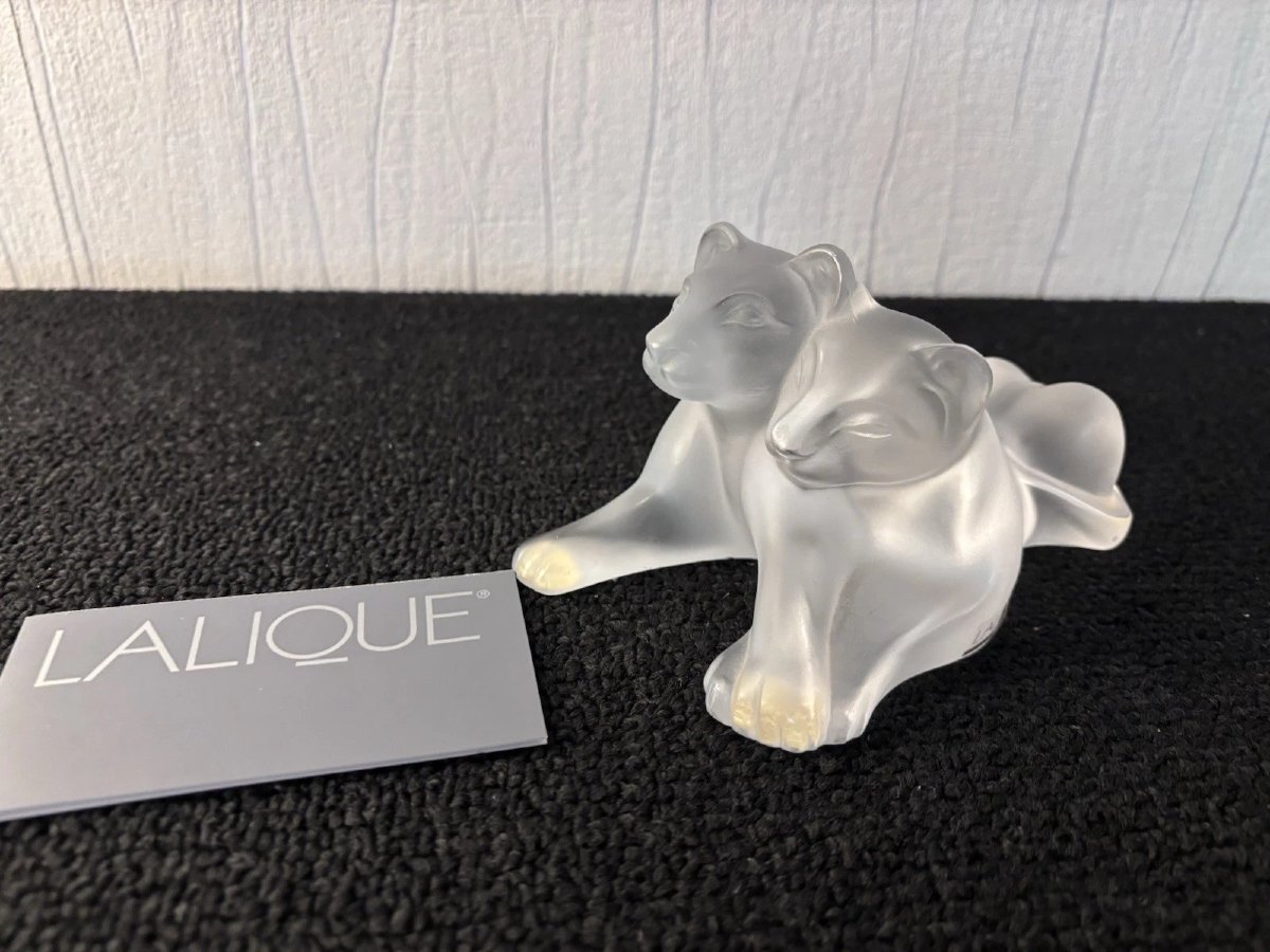Bamara-style Lion Cubs In Lalique Crystal-photo-5