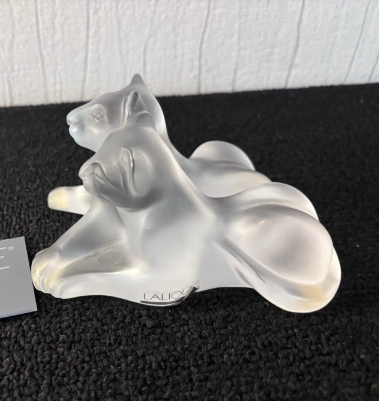 Bamara-style Lion Cubs In Lalique Crystal