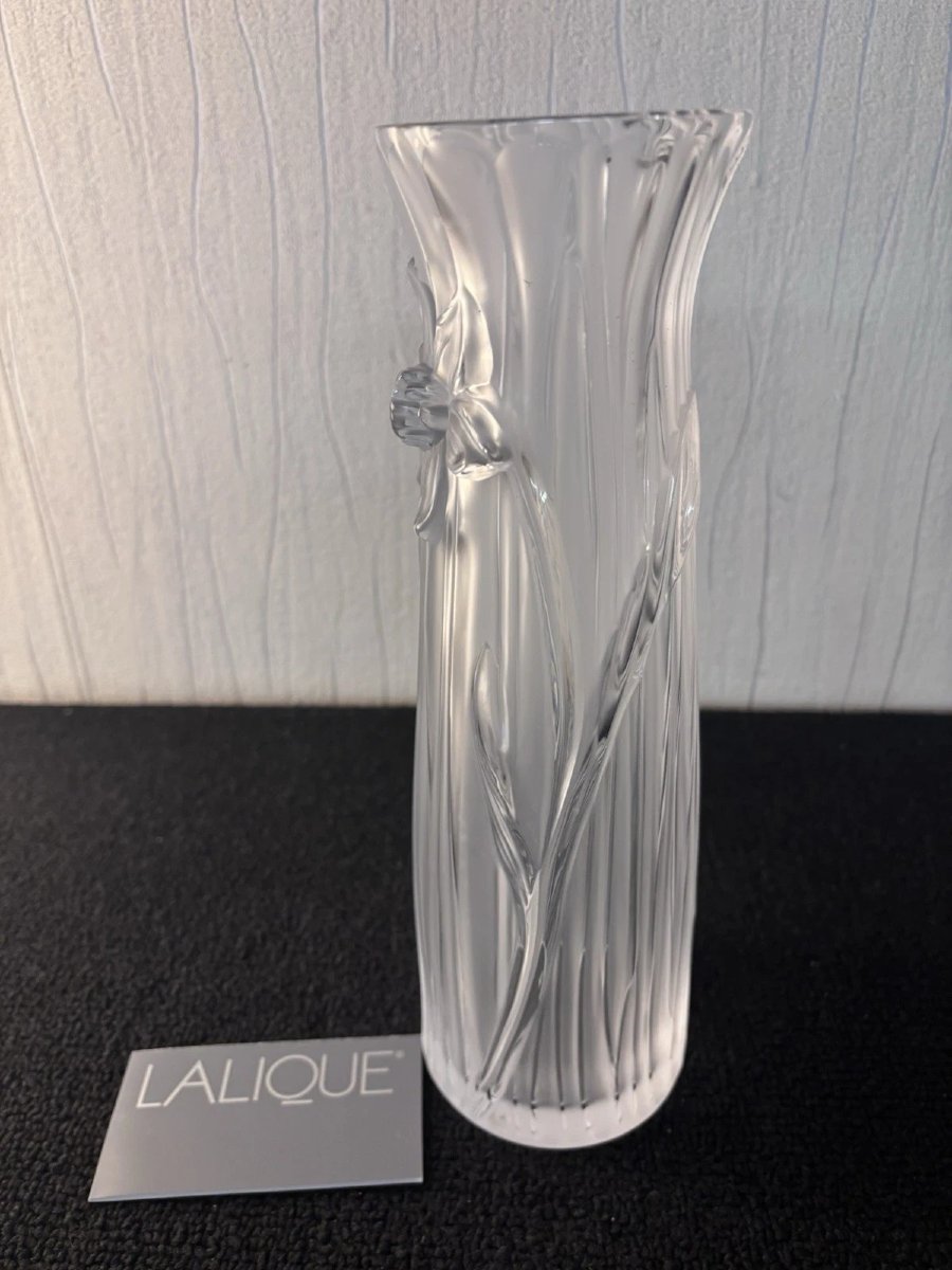 Lalique France Crystal Vase With Daffodil Design