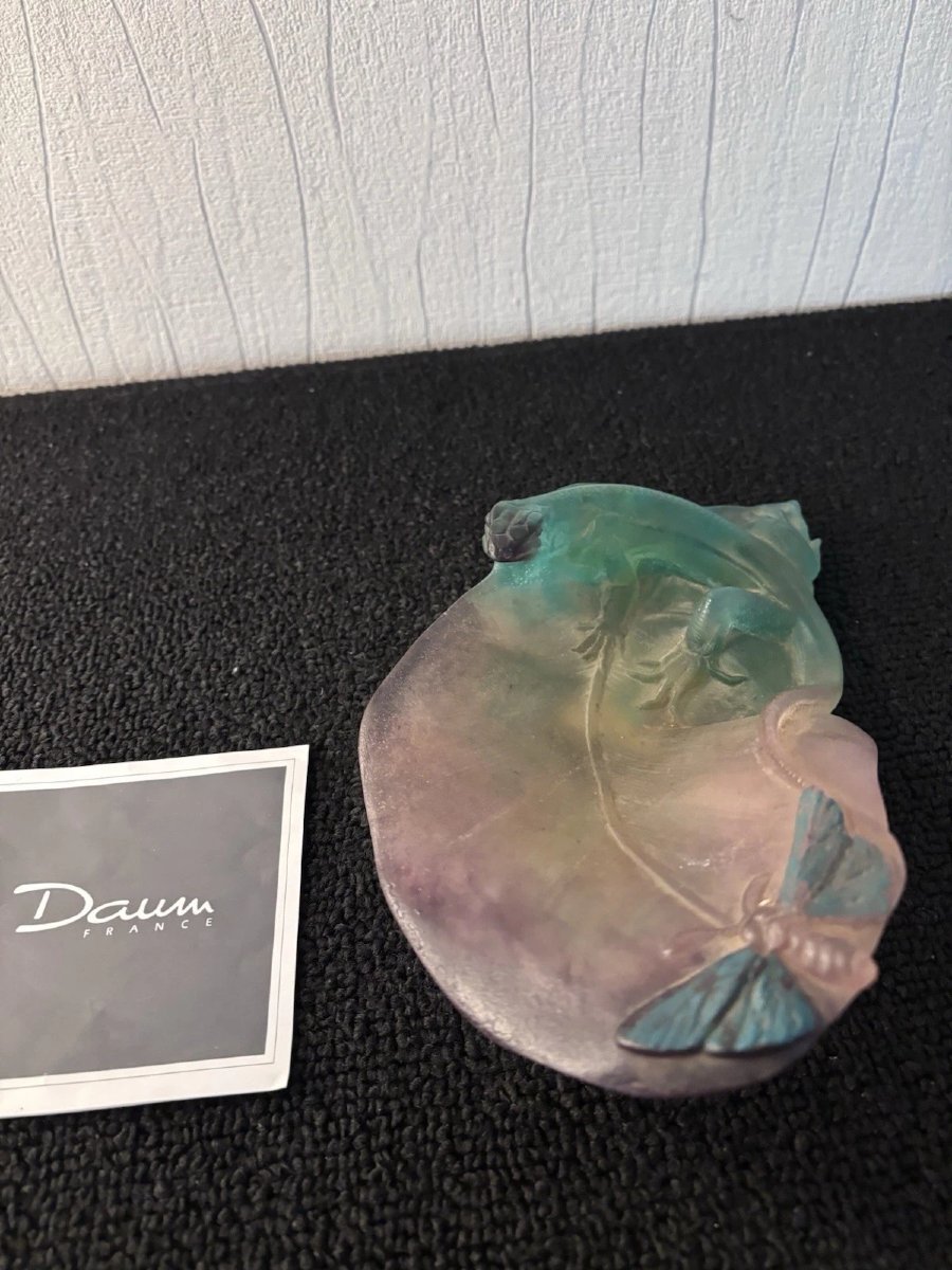 Daum France Crystal Lizard And Butterfly Trash Bowl-photo-2