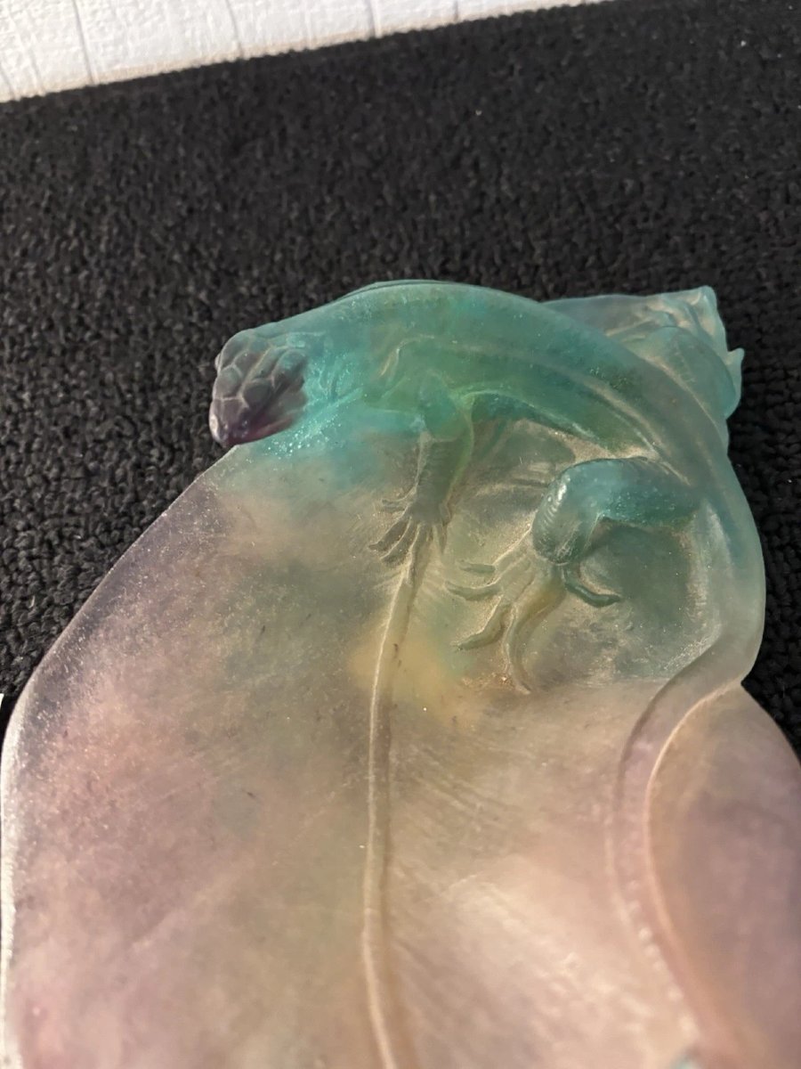 Daum France Crystal Lizard And Butterfly Trash Bowl-photo-3