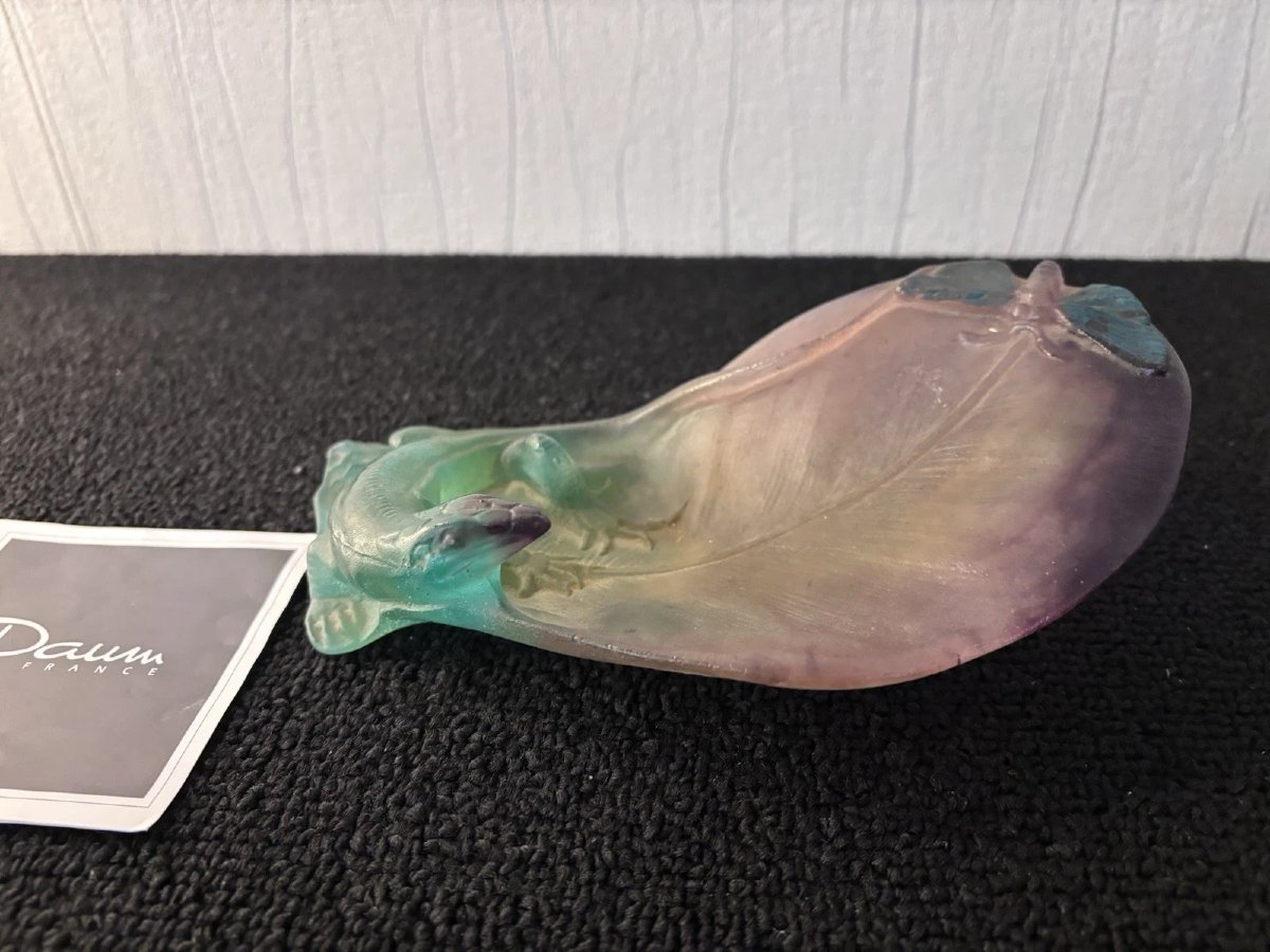 Daum France Crystal Lizard And Butterfly Trash Bowl-photo-1