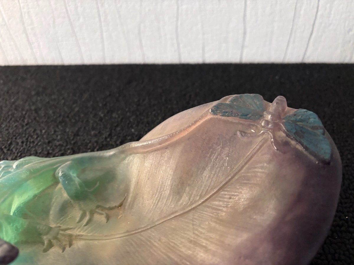 Daum France Crystal Lizard And Butterfly Trash Bowl-photo-3