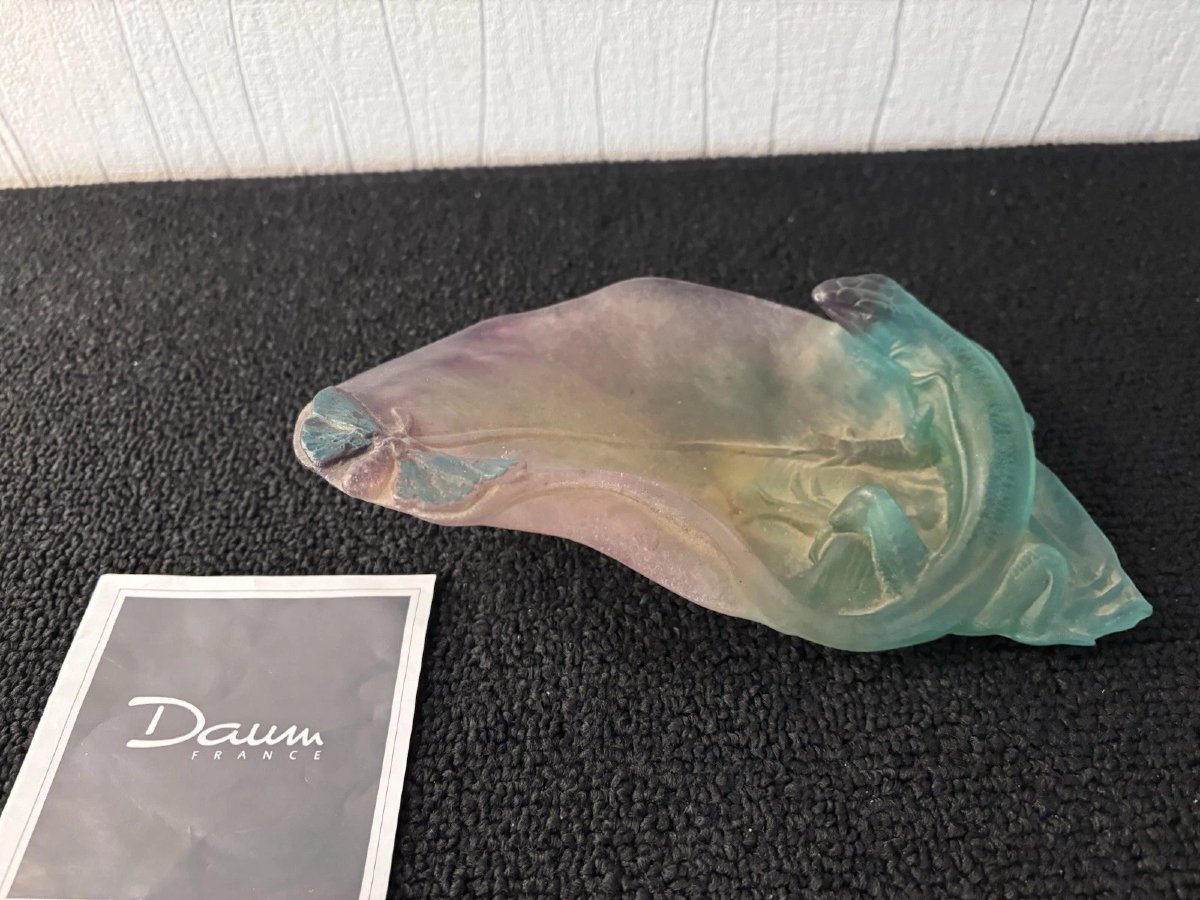 Daum France Crystal Lizard And Butterfly Trash Bowl-photo-7