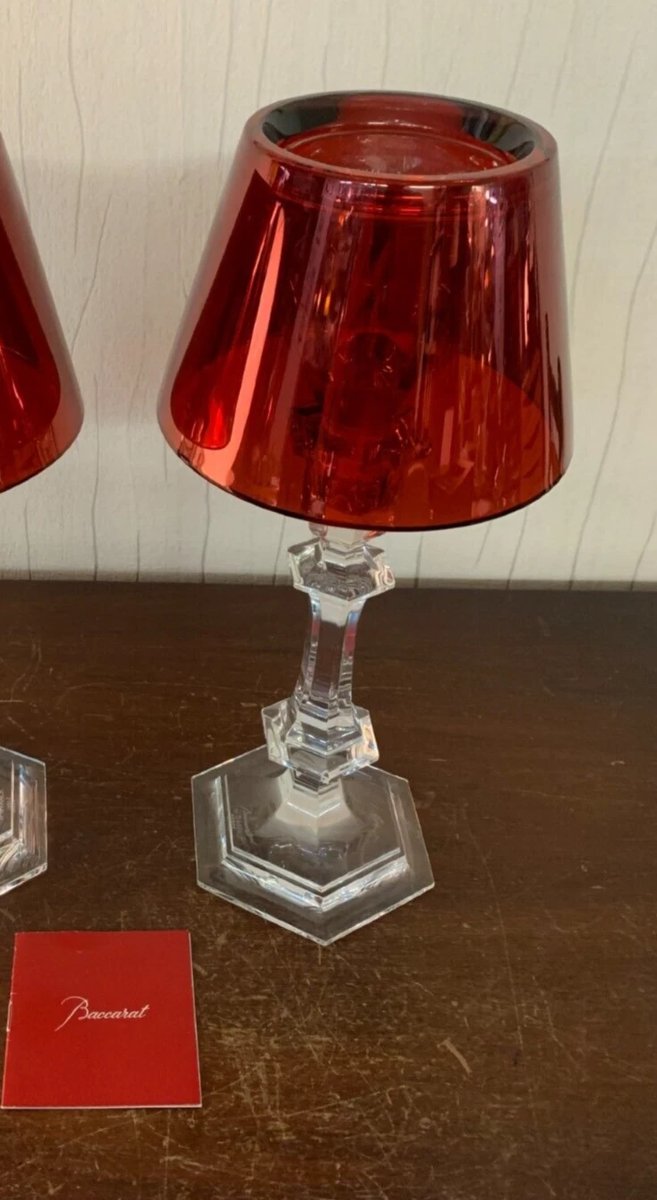 Red "our Fire" Baccarat Crystal Candleholder-photo-2