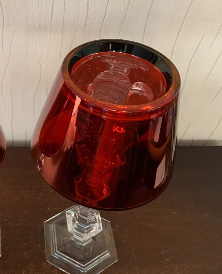 Red "our Fire" Baccarat Crystal Candleholder-photo-3