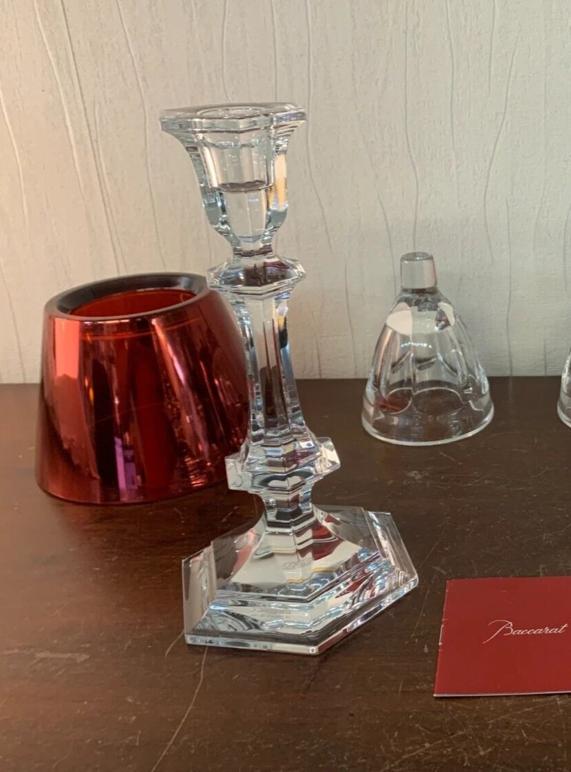 Red "our Fire" Baccarat Crystal Candleholder-photo-2