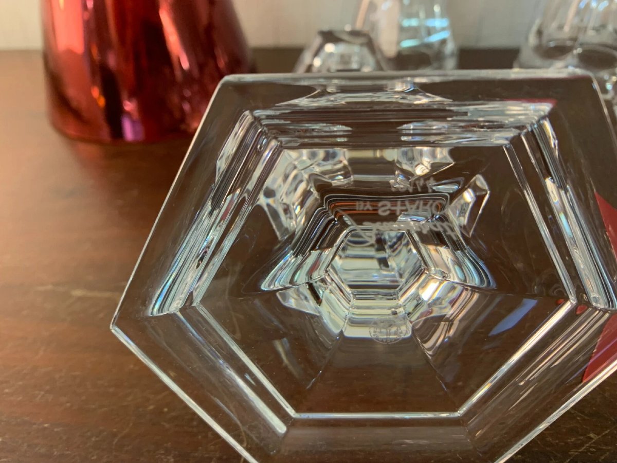Red "our Fire" Baccarat Crystal Candleholder-photo-3
