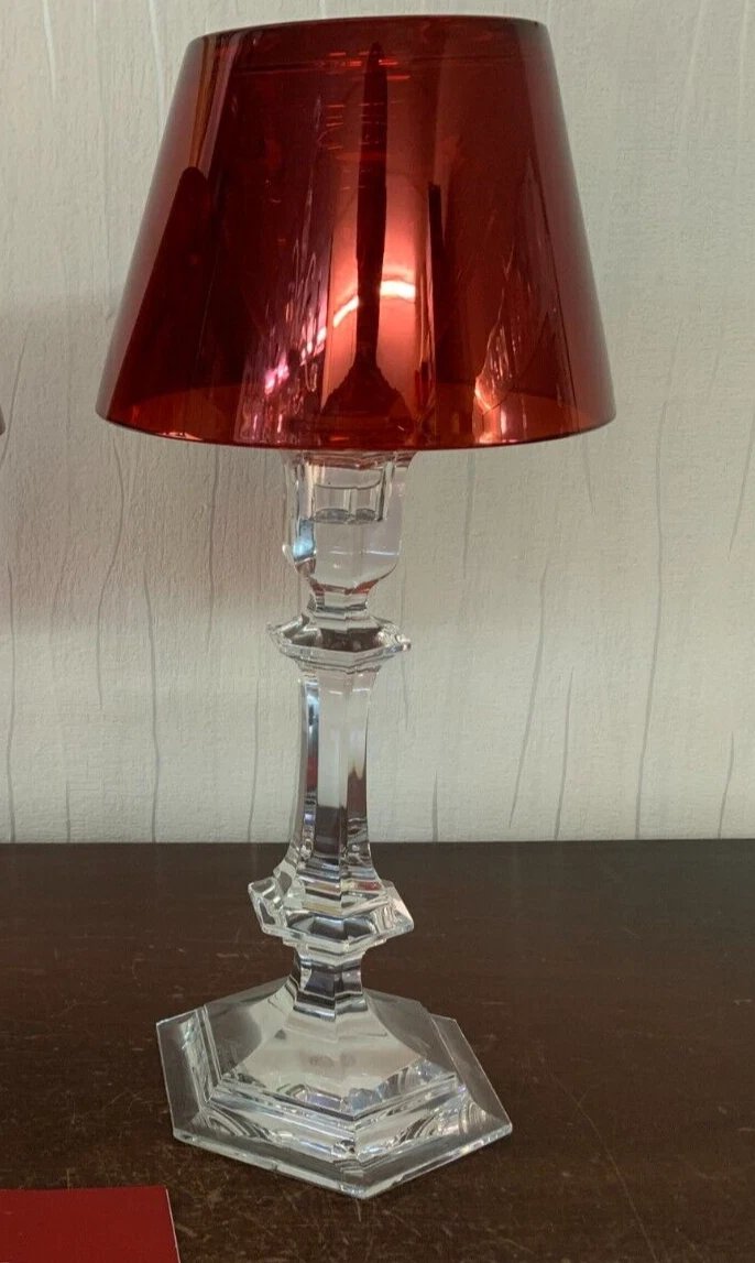 Red "our Fire" Baccarat Crystal Candleholder