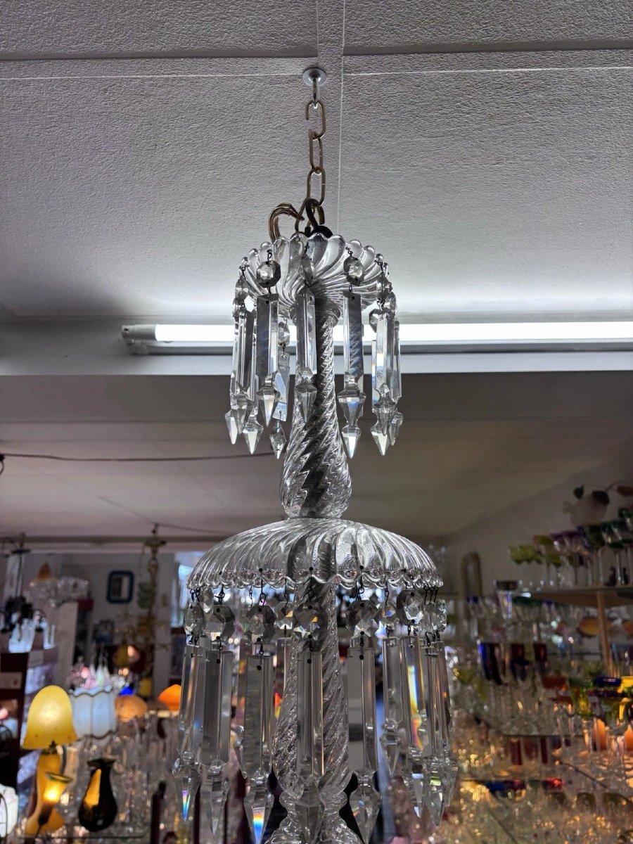 Lustre 3 niveaux attribué cristal de Baccarat-photo-2