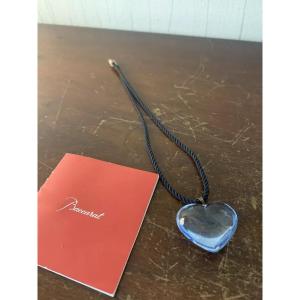 COLLIER COEUR  BLEU CIEL en CRISTAL de BACCARAT