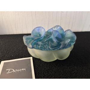 Coffret fleurs bleu en cristal Daum France