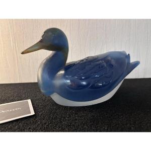 Grand coffret canard en cristal / pâte de verre Daum France
