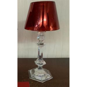 Red "our Fire" Baccarat Crystal Candleholder