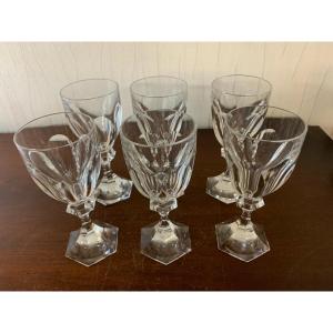 6 Chambord-style Red Wine Glasses Made Of Saint Louis Crystal