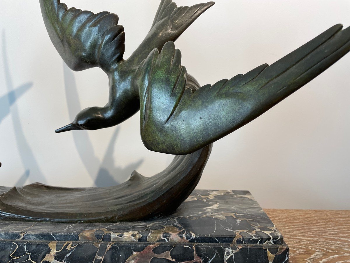 Lucien Charles Edouard Alliot (1877-1967) - Bronze - The Seagulls-photo-2