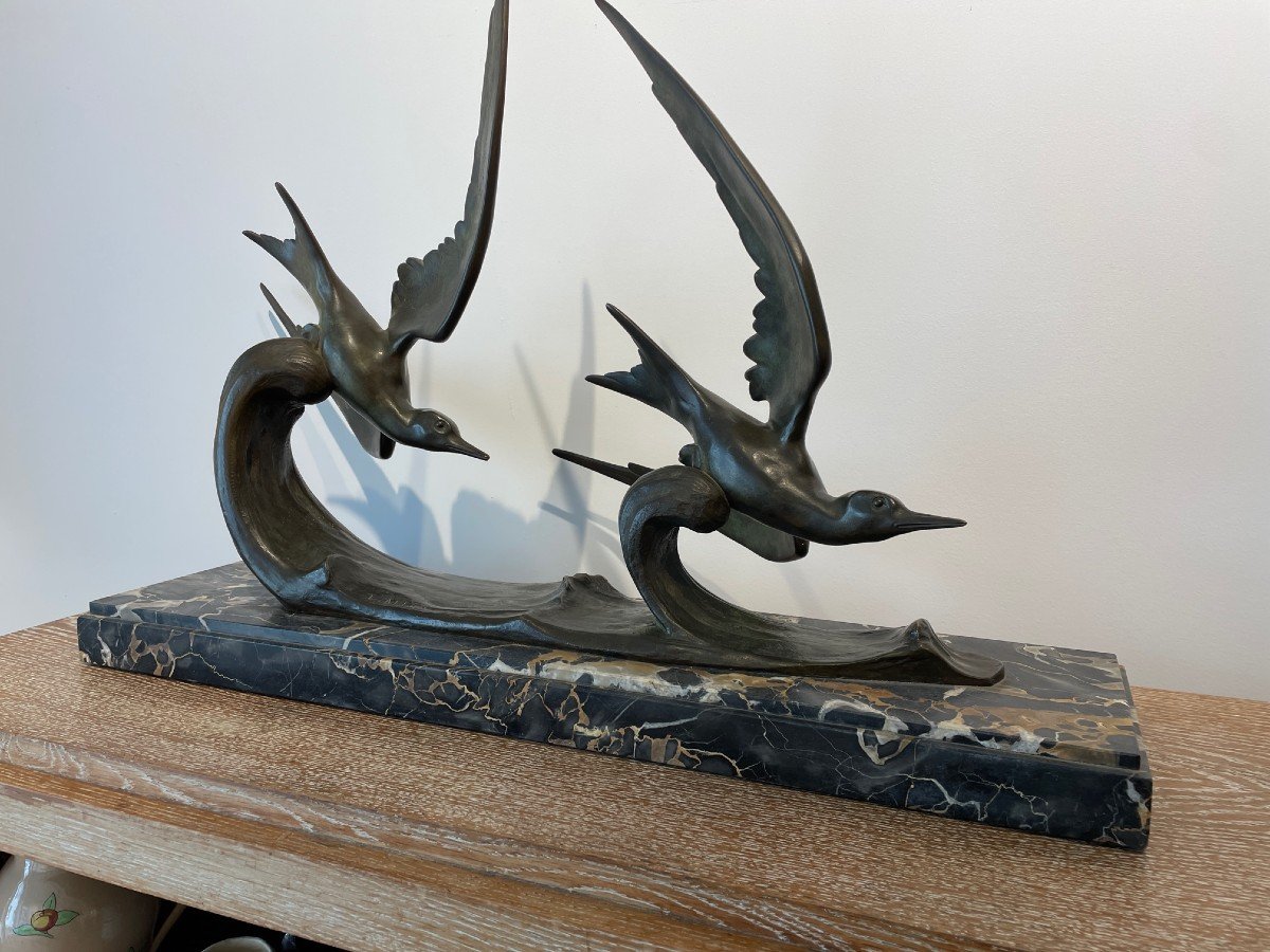 Lucien Charles Edouard Alliot (1877-1967) - Bronze - The Seagulls-photo-6
