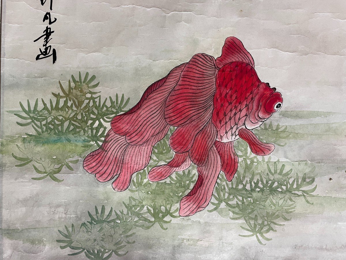 Large Mixed Media On Paper - China - Fish-photo-4