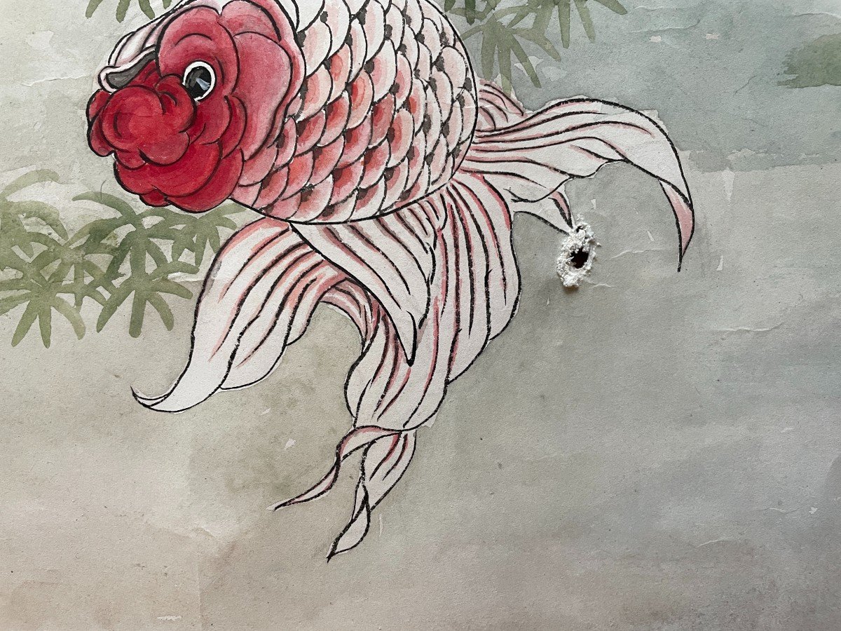 Large Mixed Media On Paper - China - Fish-photo-1