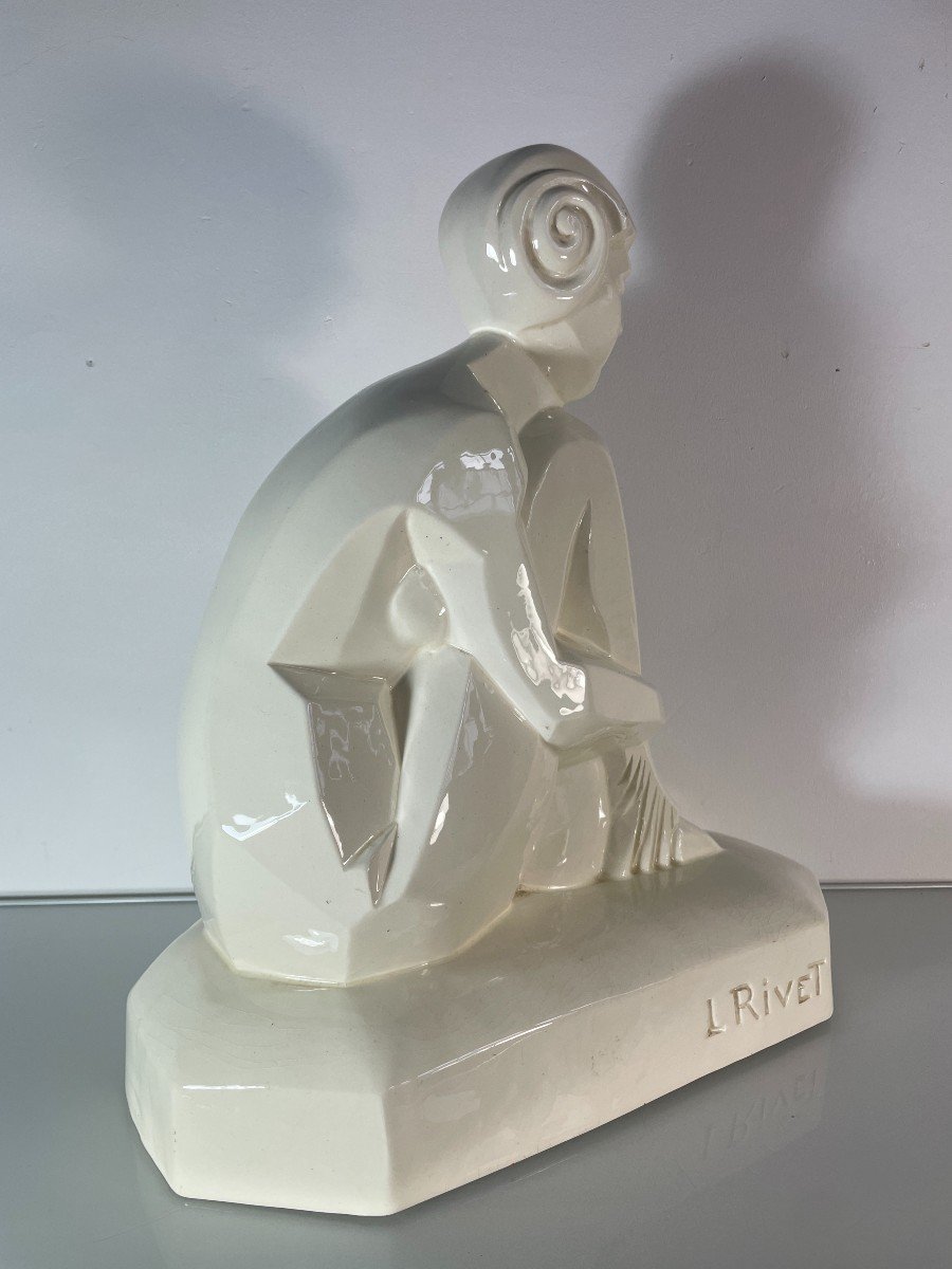 Le Faune - L. Rivet - Faïence  - Art Déco-photo-3