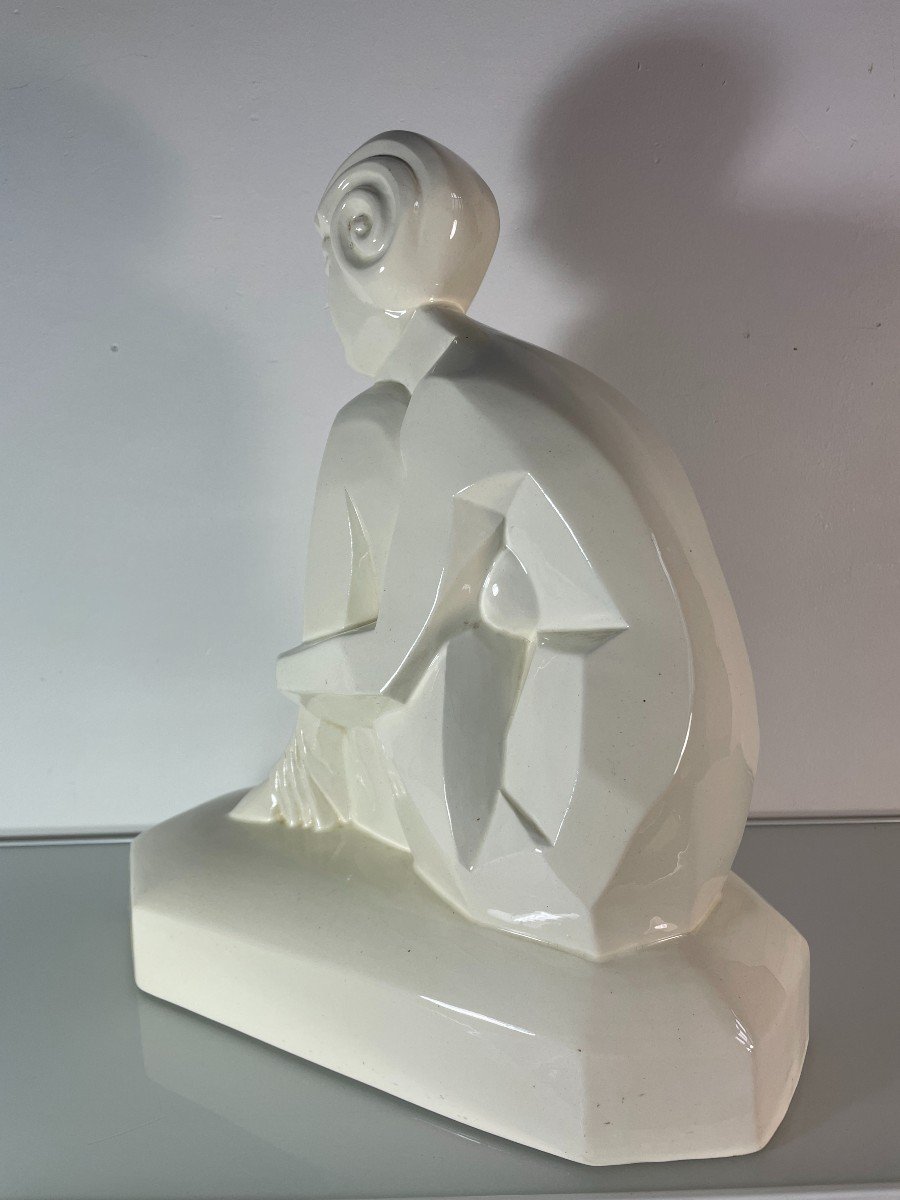 Le Faune - L. Rivet - Faïence  - Art Déco-photo-5