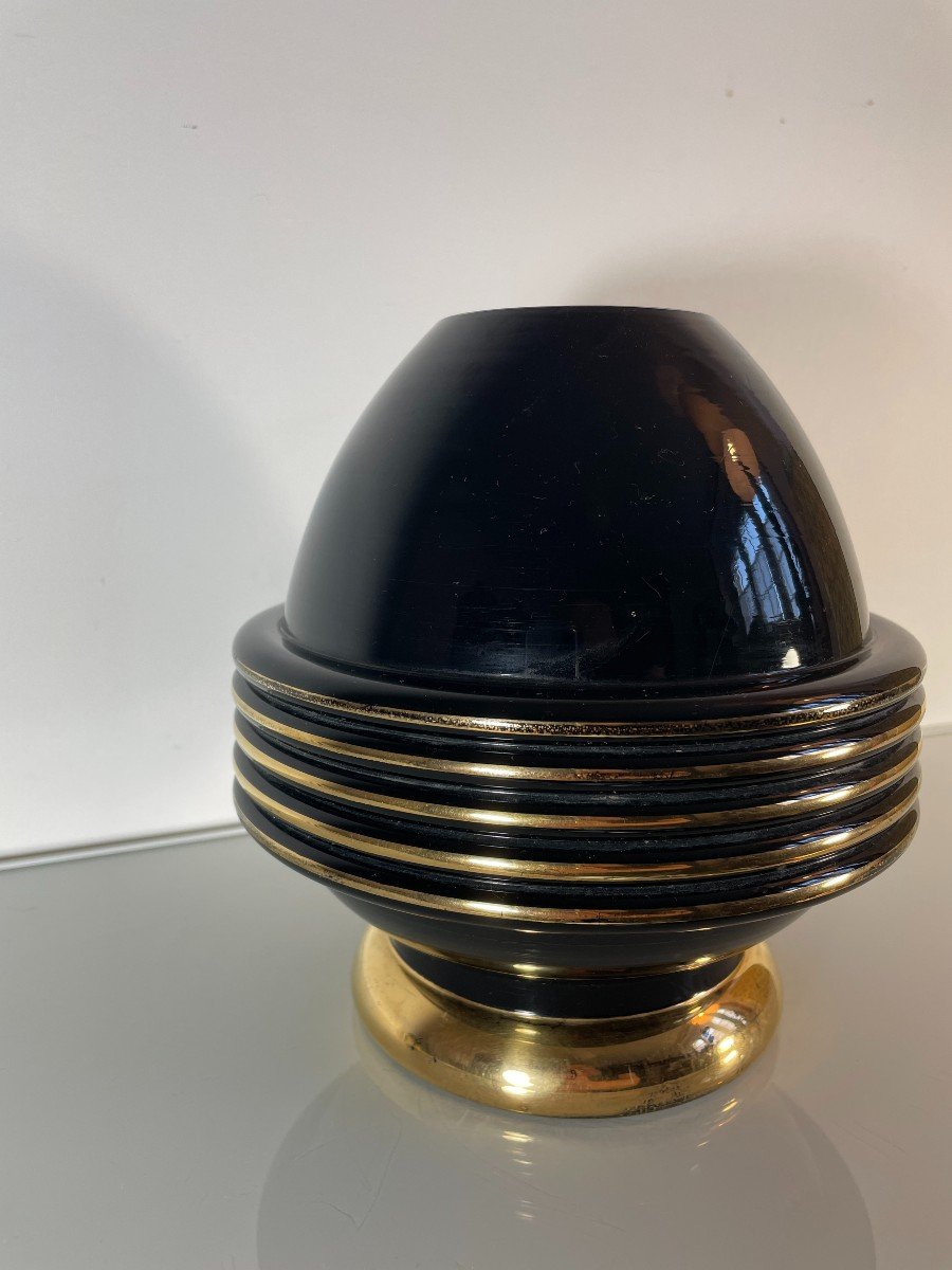 Superb Art Deco Spherical Vase - Fernand Jacob Known As "ferjac"-photo-3