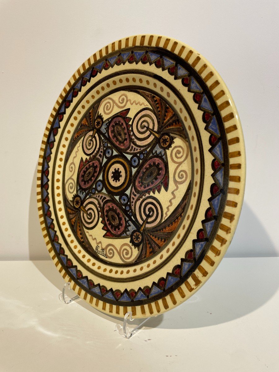 Paul Fouillen (1899-1958) - Large Earthenware Dish - Dated 1943-photo-4