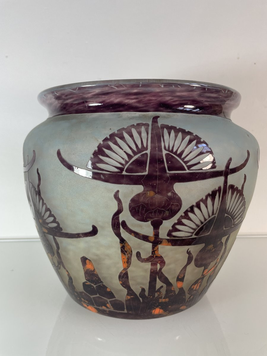 Charles Schneider (1881-1953) - Large Vase With Thistles - Le Verre Français-photo-2