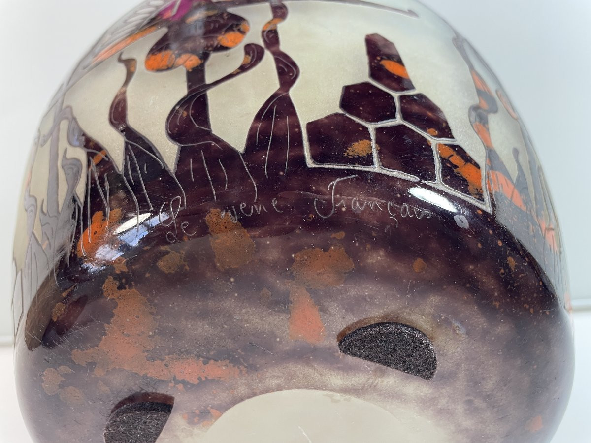 Charles Schneider (1881-1953) - Large Vase With Thistles - Le Verre Français-photo-2