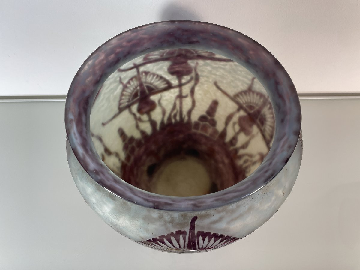 Charles Schneider (1881-1953) - Large Vase With Thistles - Le Verre Français-photo-6