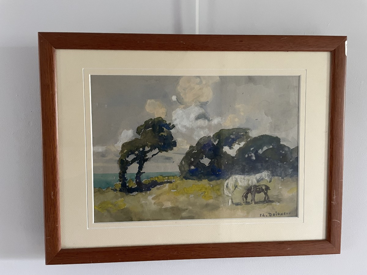 Edouard Doigneau (1865-1954) - Breton Landscape With Horses