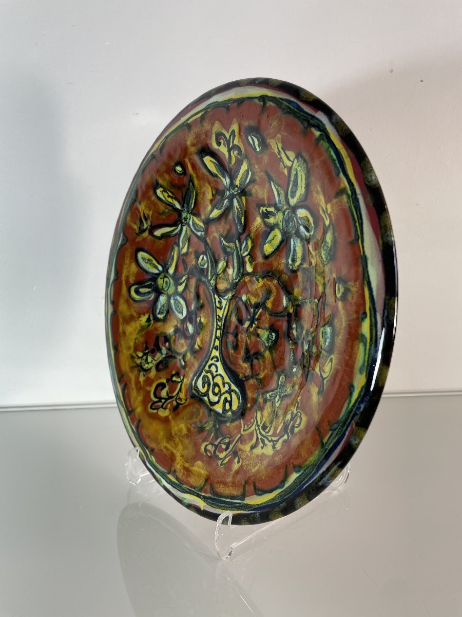 Paul Yvain / Yvin (1919-2007) - Keraluc - Assiette aux fleurs-photo-2