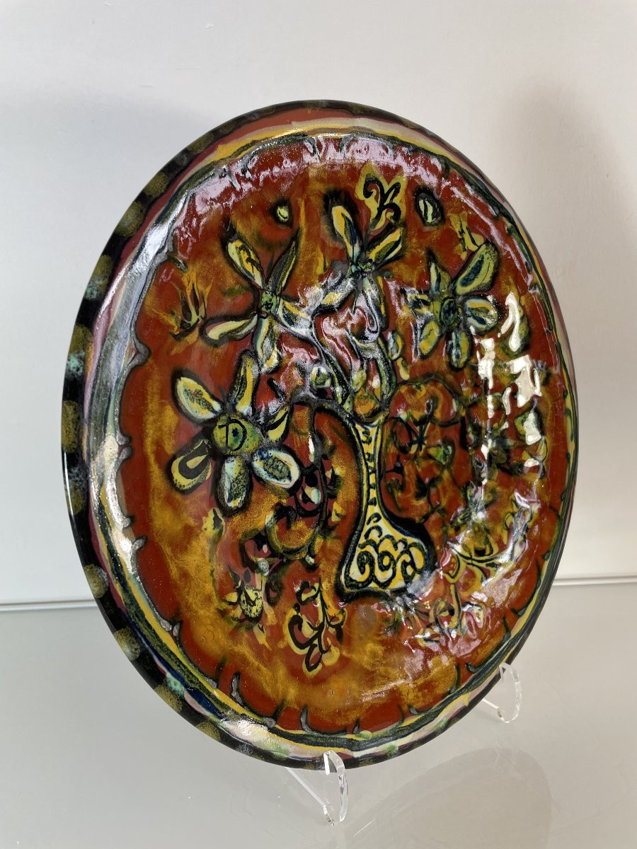 Paul Yvain / Yvin (1919-2007) - Keraluc - Assiette aux fleurs-photo-3