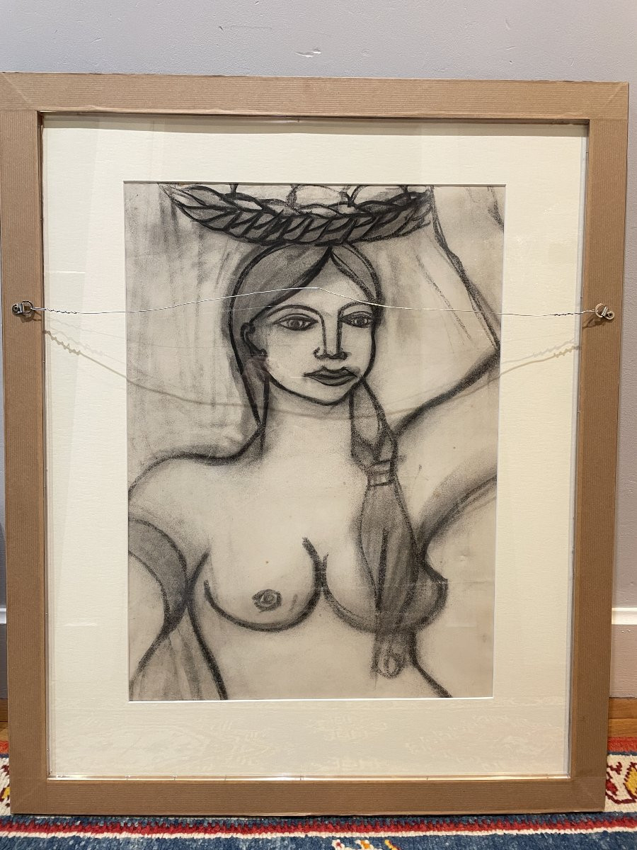 The Reader - Woman With A Basket - Large Double-sided Charcoal-photo-2