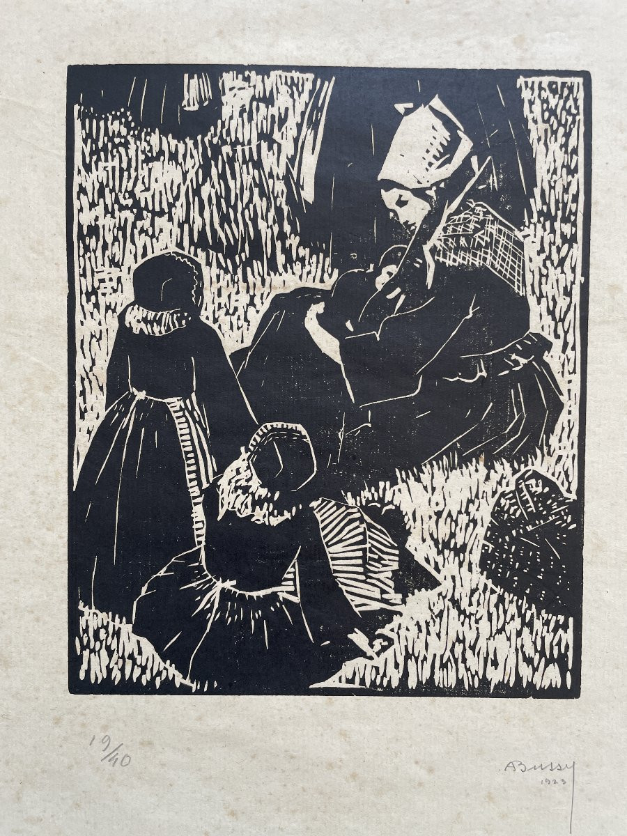 André Mériel-bussy (1902-1985) - Breton Women - Woodcut From 1923-photo-2
