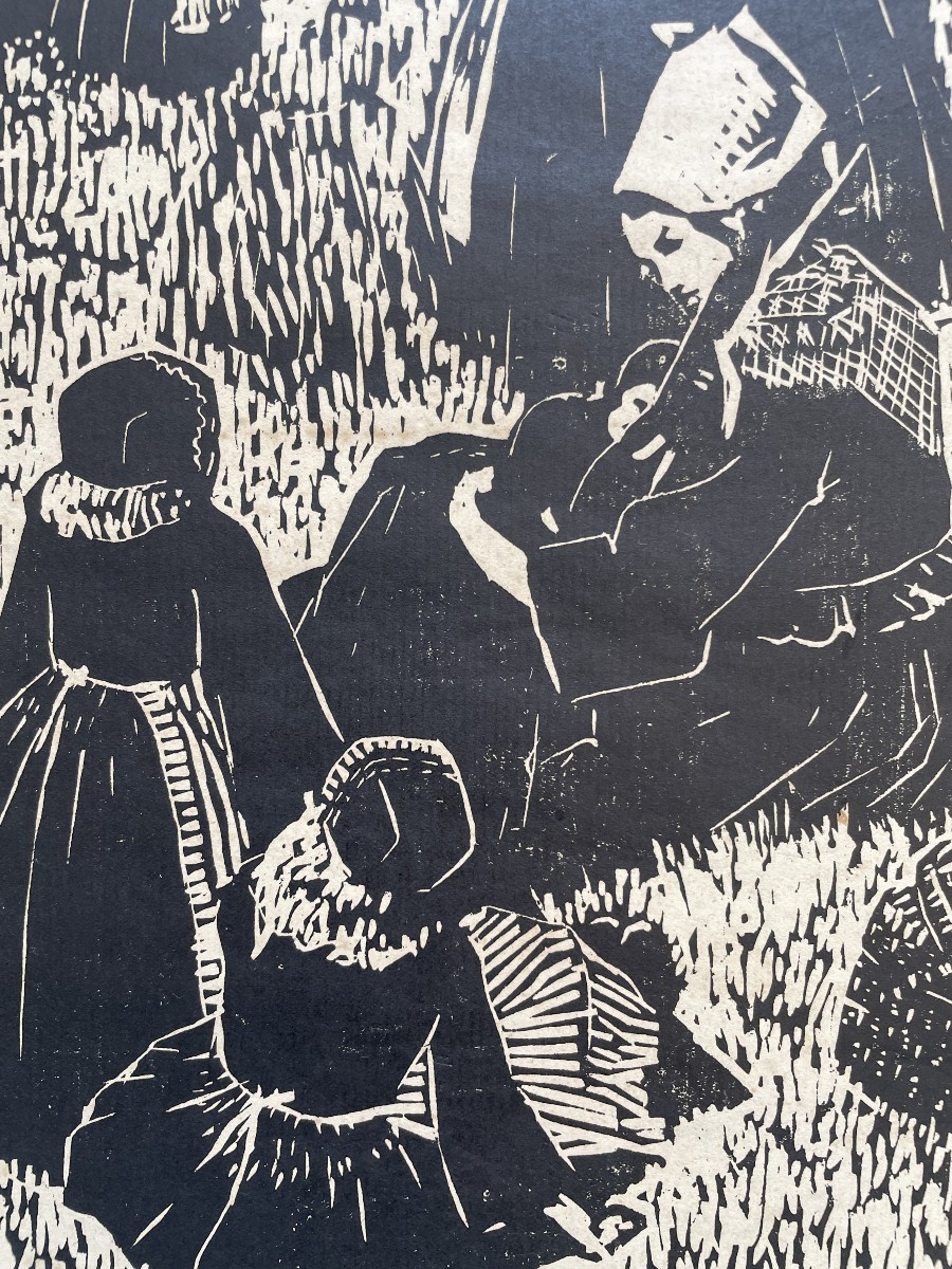 André Mériel-bussy (1902-1985) - Breton Women - Woodcut From 1923