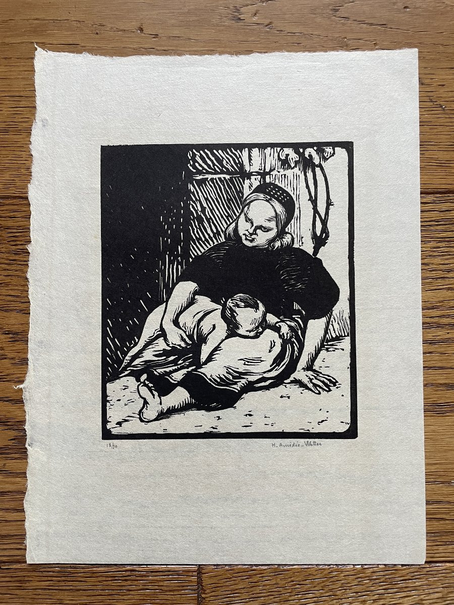 Amédée-wetter (1869-1929) - Breton Woman And Her Child-photo-4
