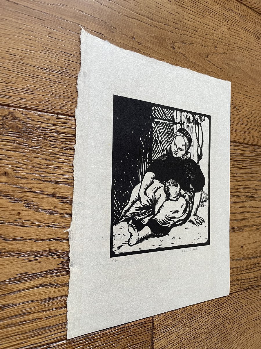 Amédée-wetter (1869-1929) - Breton Woman And Her Child-photo-1