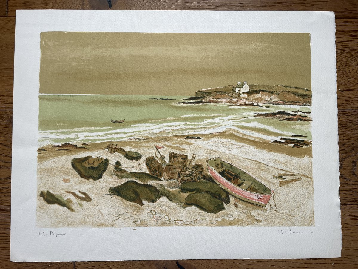 Louis Vuillermoz (1923-2016) - The Point Of Raguénez (or Raguene) In Nevez-photo-4