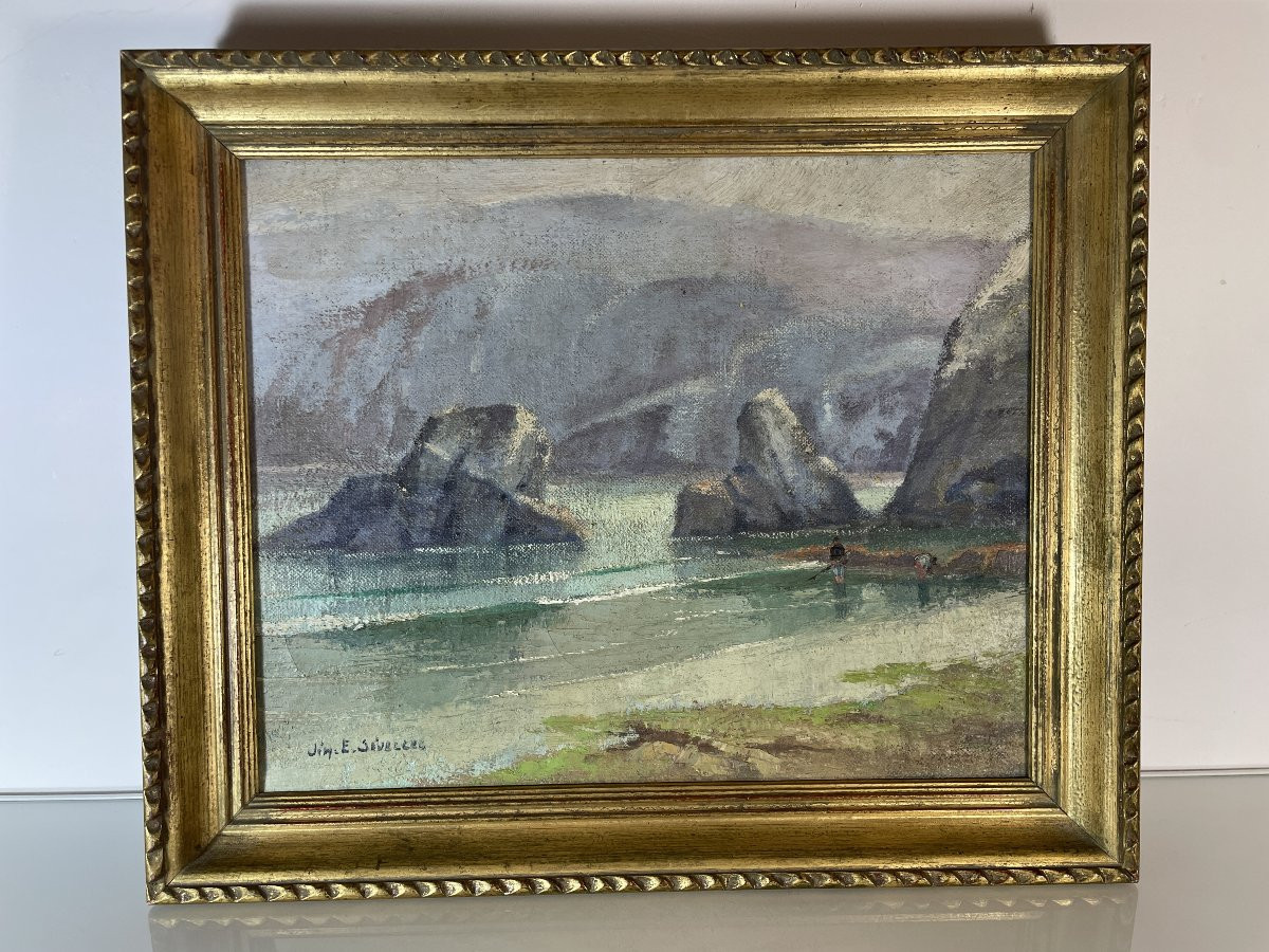 Jim Eugène Sévellec (1897-1971) - Une plage à Camaret en Presqu'ile de Crozon-photo-4