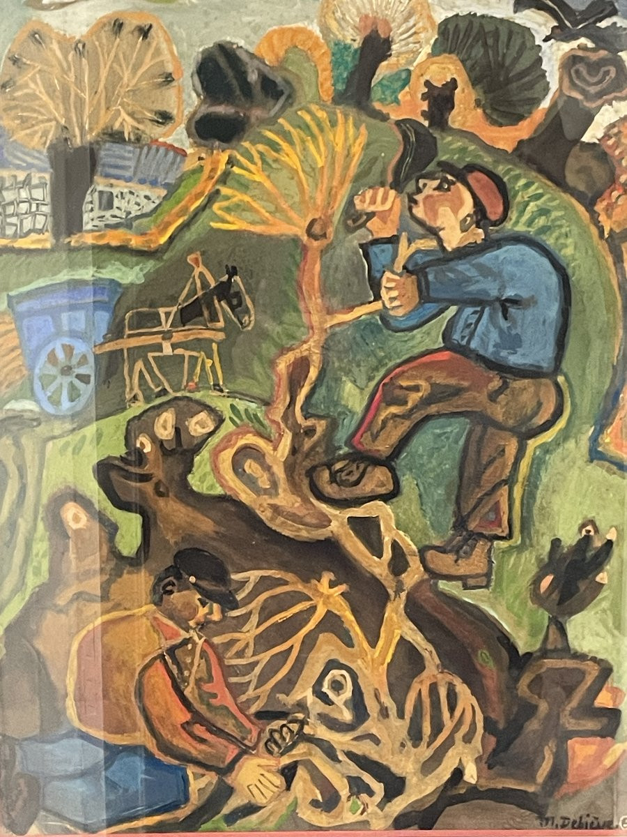 Michel Debiève (1931-2021) - The Grape Harvest-photo-4