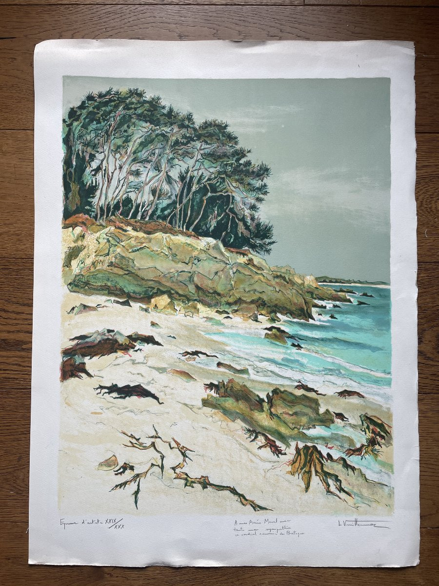 Louis Vuillermoz (1923-2016) - Plage bretonne-photo-4