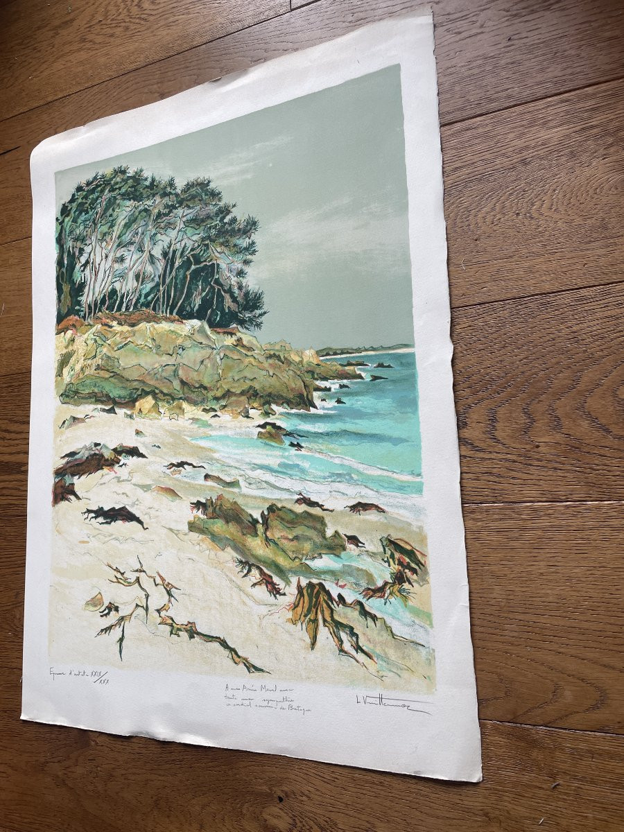 Louis Vuillermoz (1923-2016) - Plage bretonne-photo-1