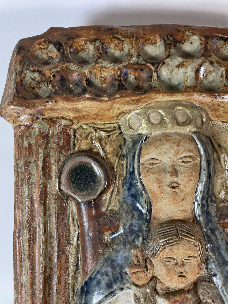 Cécile Dein (1929- ) - Virgin And Child - Stoneware-photo-3