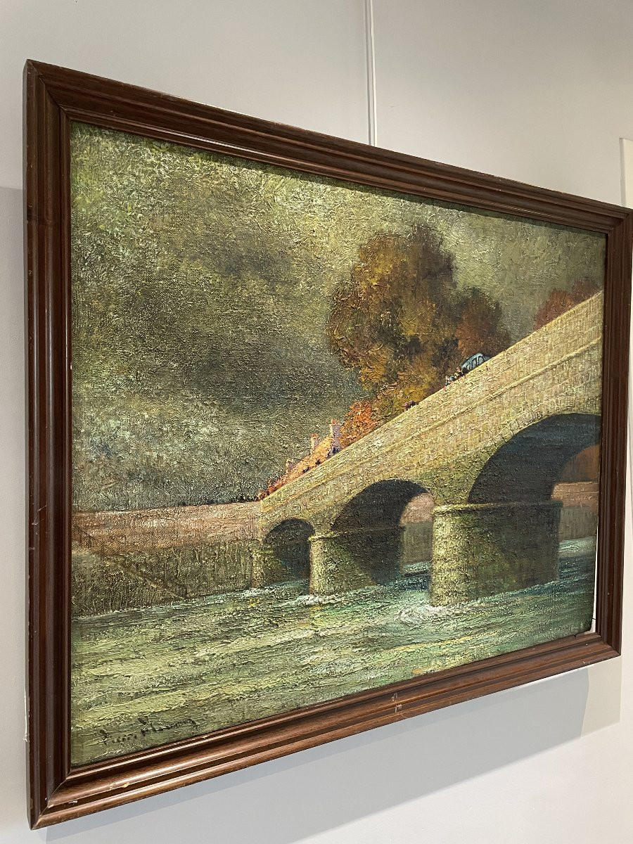 Pierre Fleury (1900-1985) - The Receding Waters, At The Nemours Bridge-photo-1