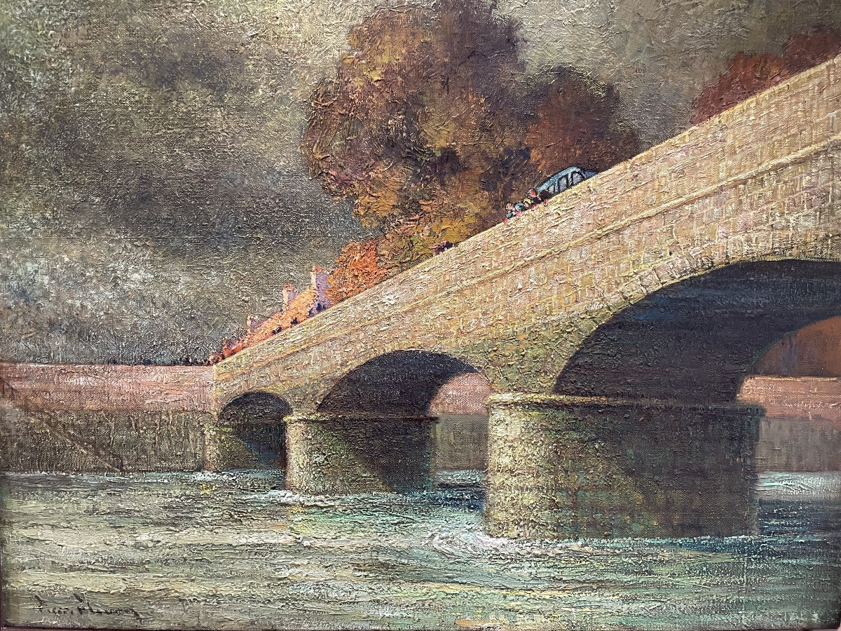 Pierre Fleury (1900-1985) - The Receding Waters, At The Nemours Bridge